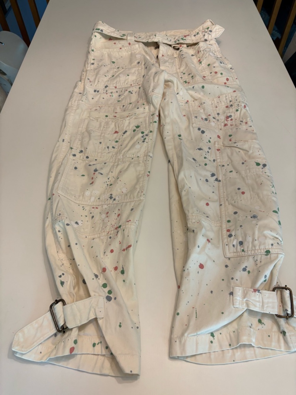Free People ecru painter pant size 0 very oversized read retail $228 - Picture 7 of 13